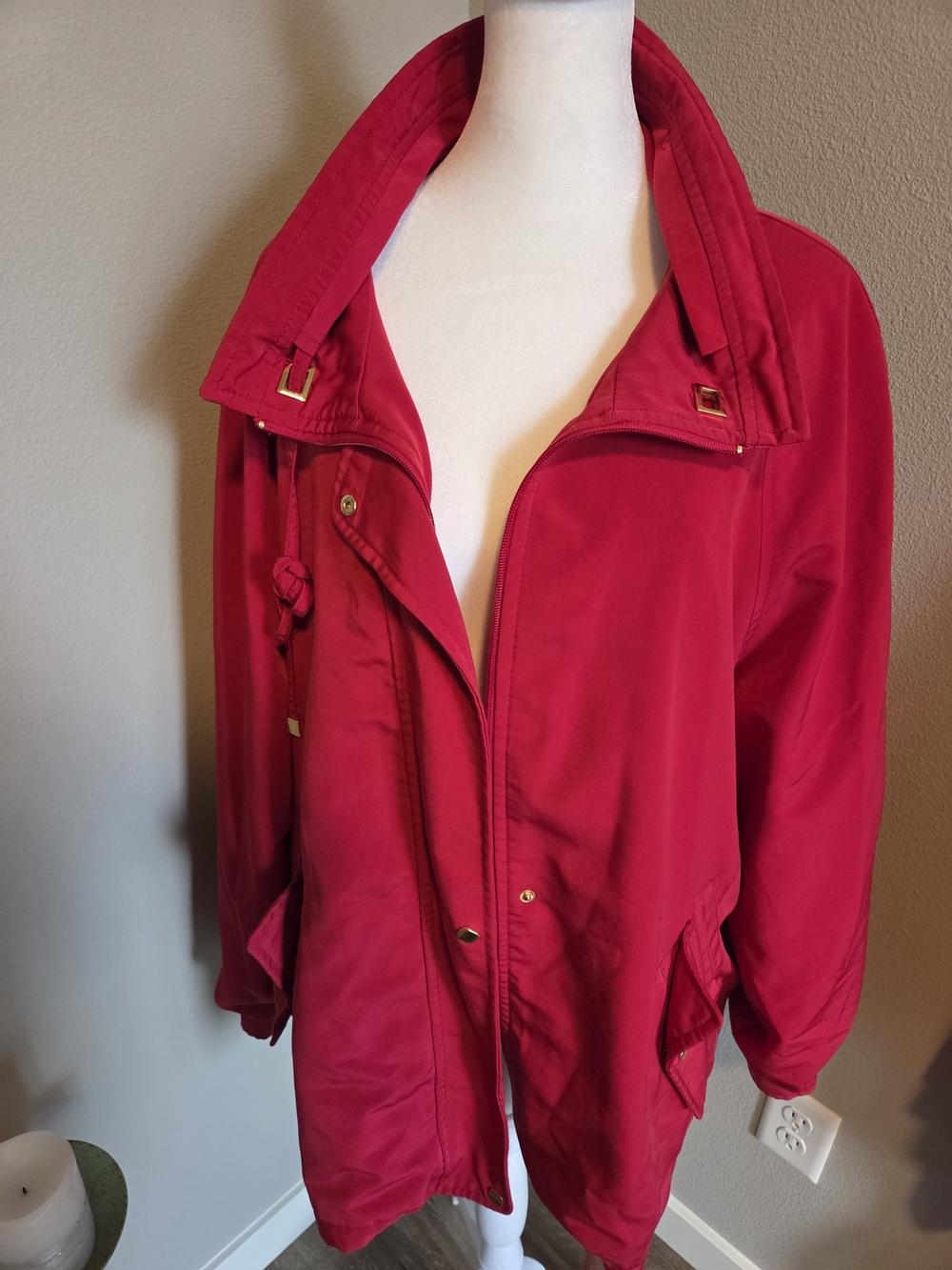 Westbound Vibrant Red Utility Jacket with Gold-Tone Details